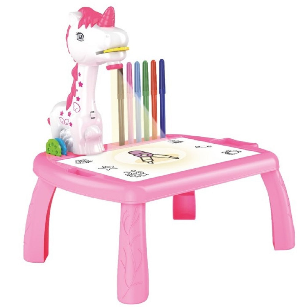 Robot De Dessin éducatif DANLIKT Pour Enfants - Avec 100 Cartes à Dessin Et 12 Crayons Aquarelle - Rose