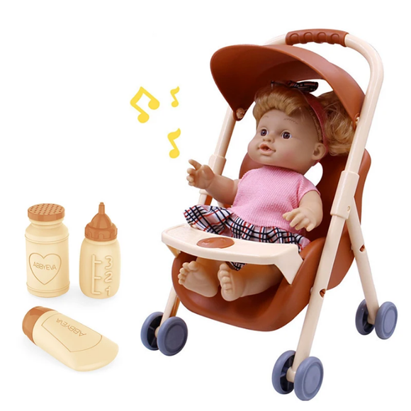 BabyCare Set – Poupée Interactive avec Poussette et Accessoires