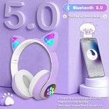 Cute Headphone : Casque Chat Bluetooth avec LED Colorées et Confort Optimal