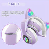 Cute Headphone : Casque Chat Bluetooth avec LED Colorées et Confort Optimal