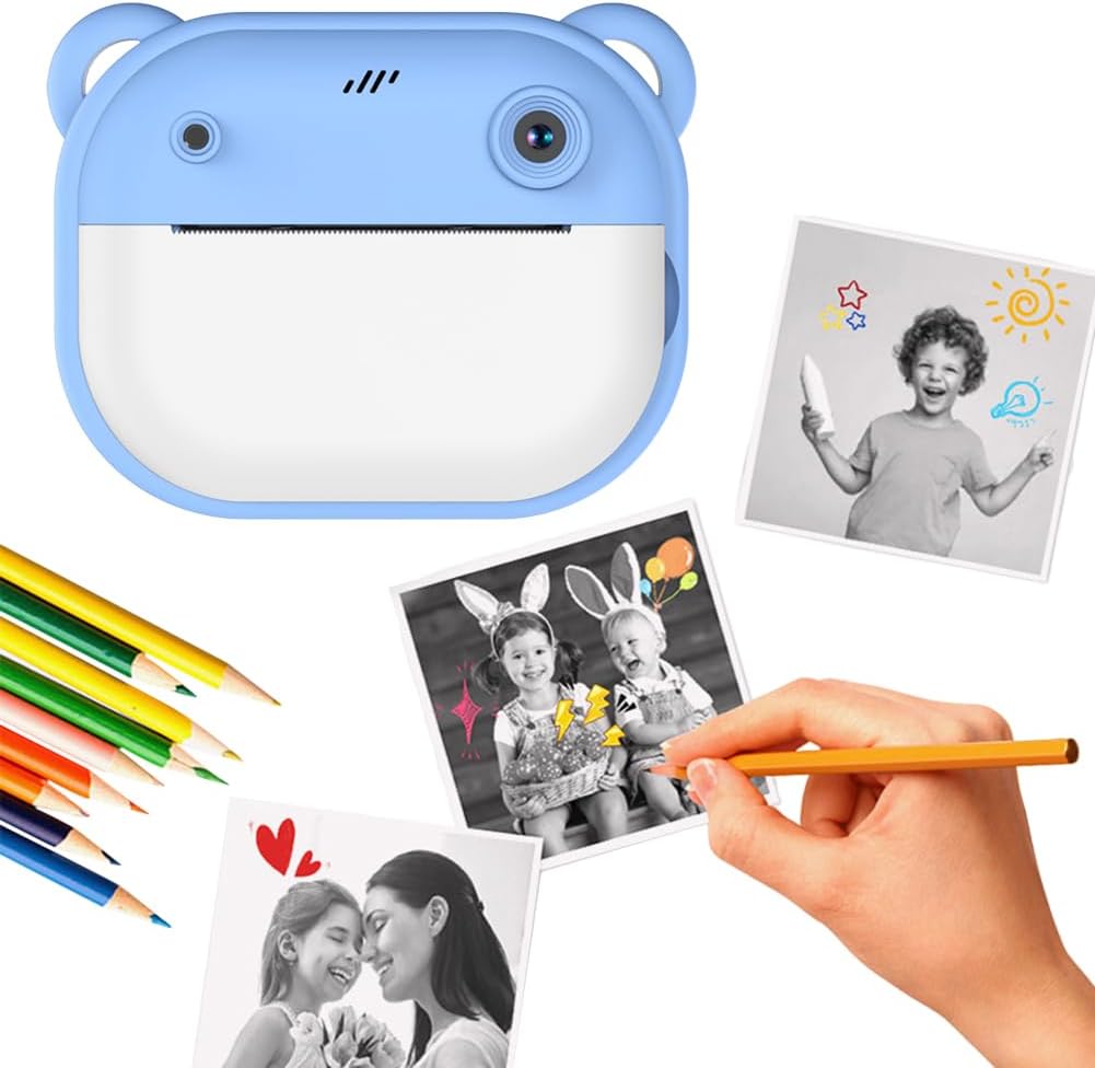 Appareil Photo Instantané Enfant DIAMOOKY - 26MP, Zoom 10x, écran 2.4 - Avec 3 Rouleaux Papier Et Cartes Appareil Photo Instantané Enfant DIAMOOKY - 26MP, Zoom 10x, écran 2.4 - Avec 3 Rouleaux Papier Et Cartes