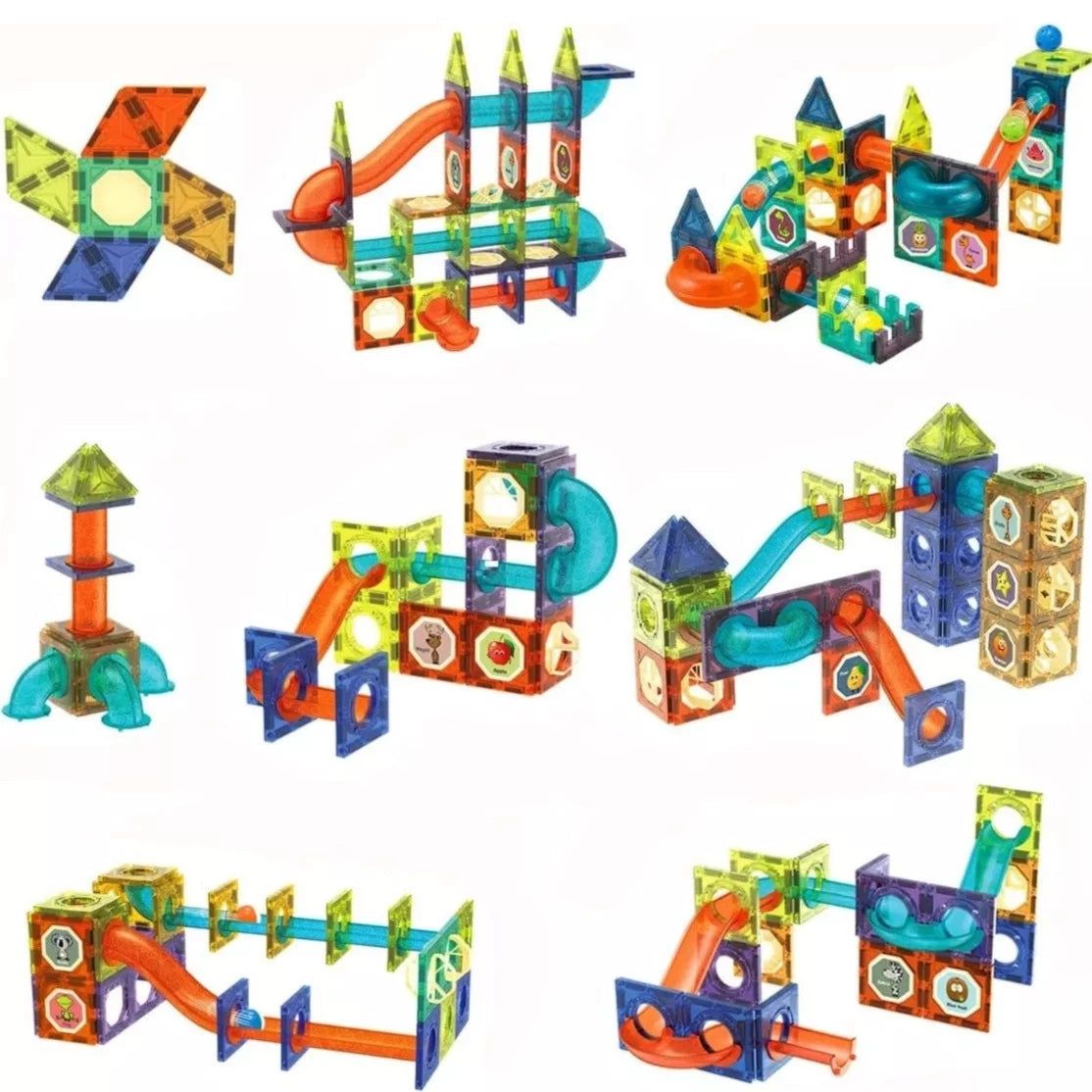 Blocs de construction magnétiques - carreaux colorés - 155 pièces
