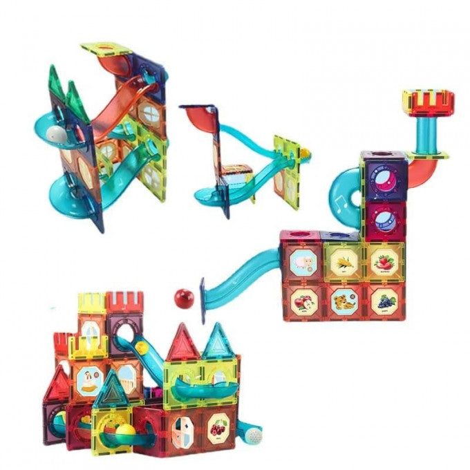 Jeu Construction Magnétique 66 Pièces - Blocs Magnétiques Voyage Avec Boîte Métallique, Jouet éducatif 3 Ans+