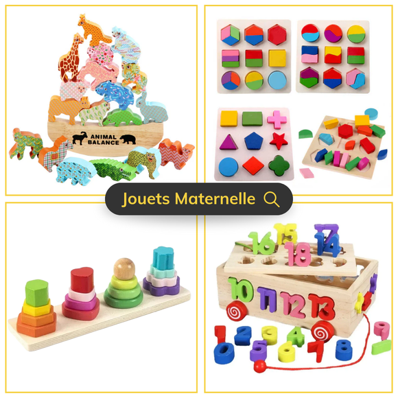 Kit Jouets Maternelle  - 4 Jouets éducatifs en bois