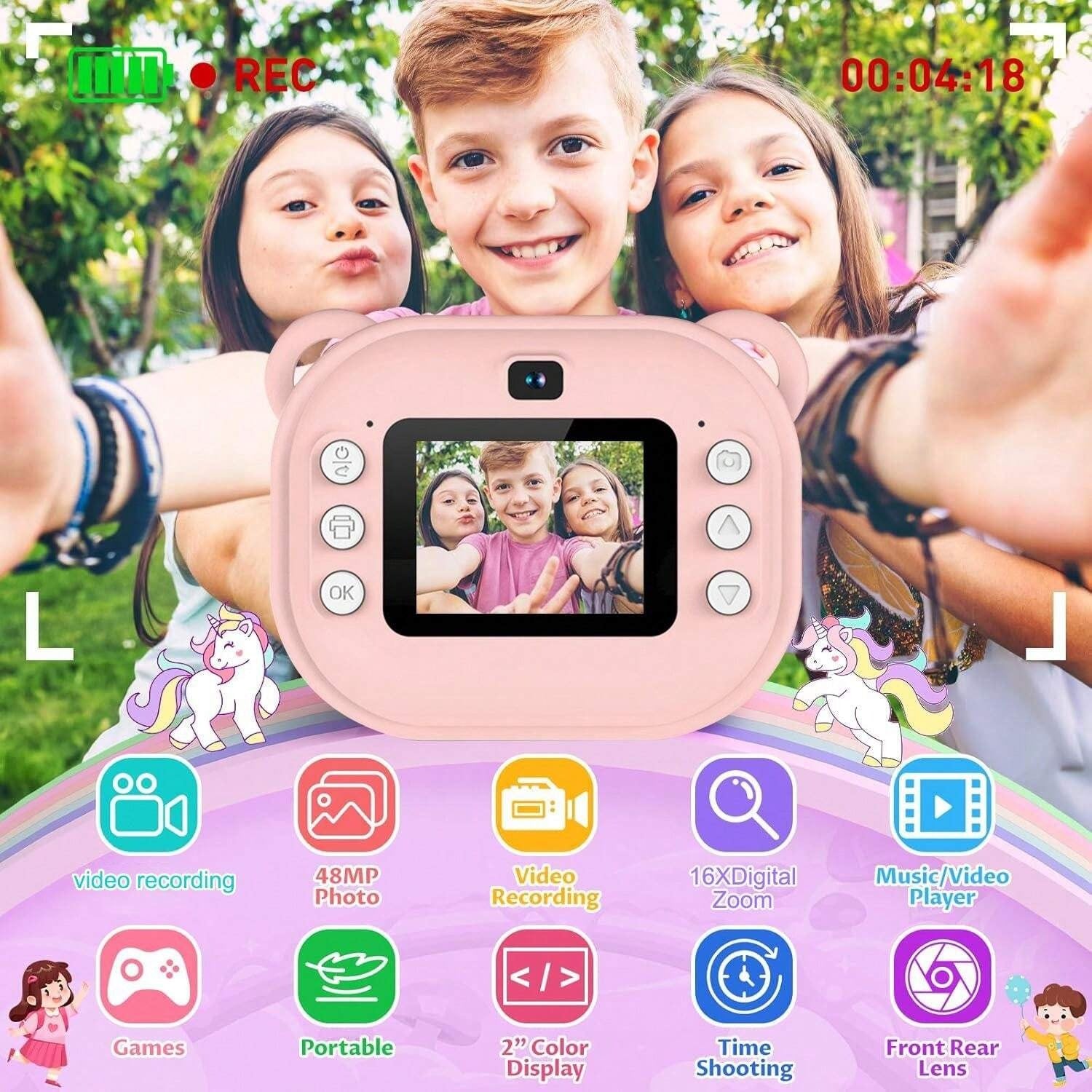 Appareil Photo Enfant 1080P HD - 2,0 Pouces - Carte 32 Go Incluse - Zoom 8x - 13 Jeux - Dès 3 Ans
