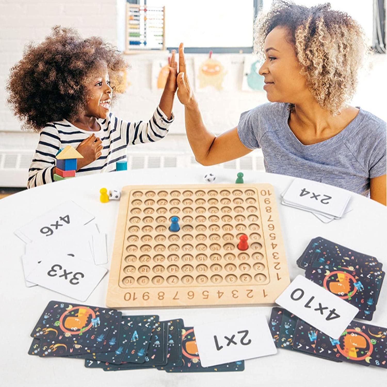 Jeu de société de multiplication, Fun Wooden Multiplication Board Game -  Jeux de société éducatifs pour les tout-petits de plus de 3 ans