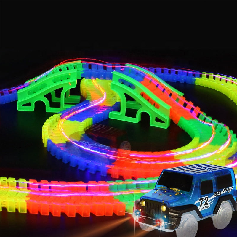Magic Tracks Voitures pour Enfants, Voitures automatiques en Plastique  Bleu avec LEDs, Jeux pour Enfants à partir de 3 Ans