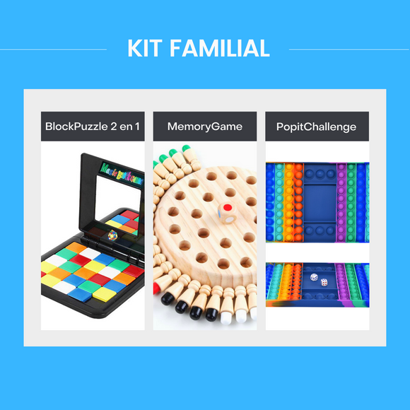 Kit Familial : BlockPuzzle 2 en 1 + MemoryGame + PopitChallenge - Kidcado magasin de jeu et jouet Maroc