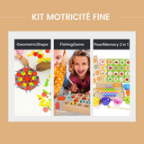 Kit Motricité Fine : GeometricShape + FishingGame + PearlMemory 2 in 1 - Kidcado magasin de jeu et jouet Maroc